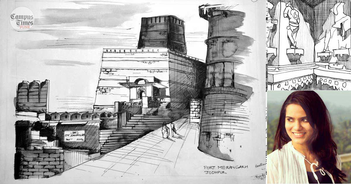 Jodhpur mehrangarh fort oil pastel drawing, Indian fort sketch drawing, -  Hindi Graphics