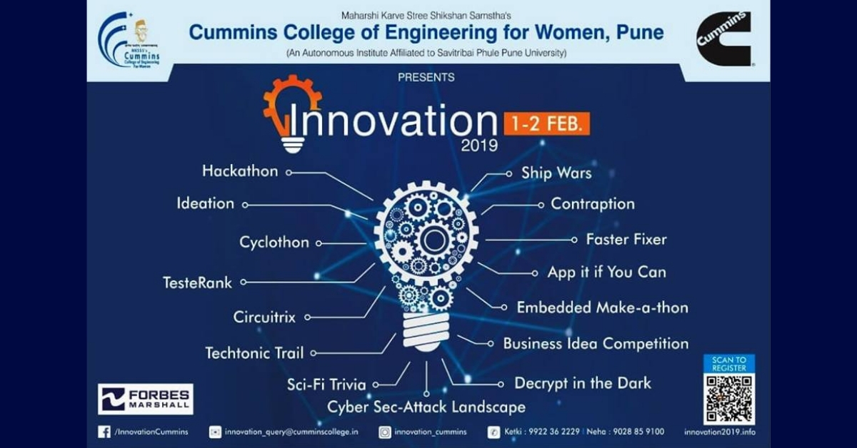 Innovation 2019 : Annual Tech Fest Of Cummins College Of Engineering ...